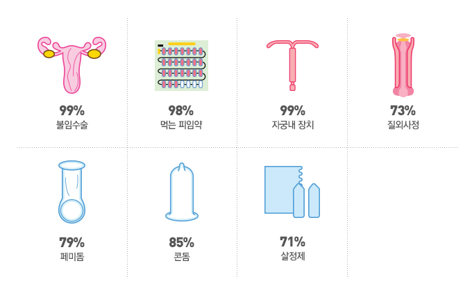 각 피임법의 성공률